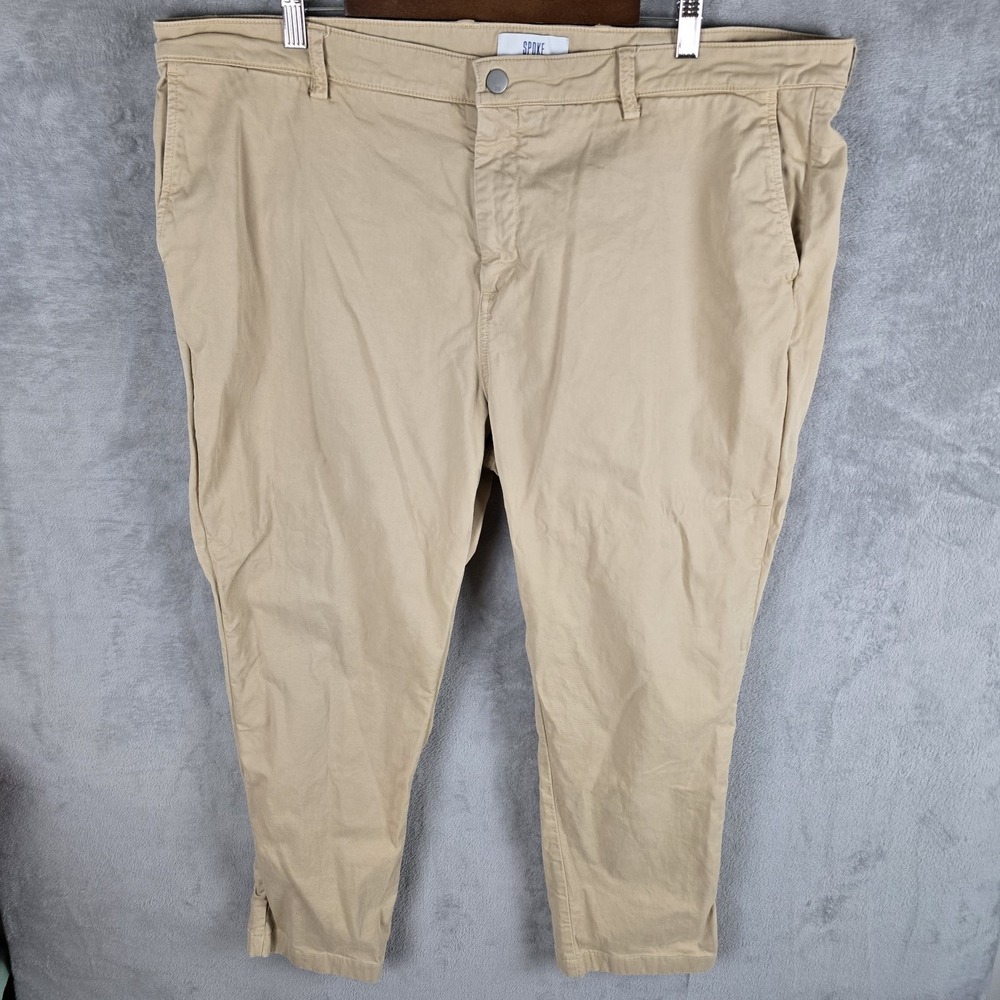Spoke London Tan Khaki Chino Pants Mens Waist 42 Build C Cotton Stretch AW23-27